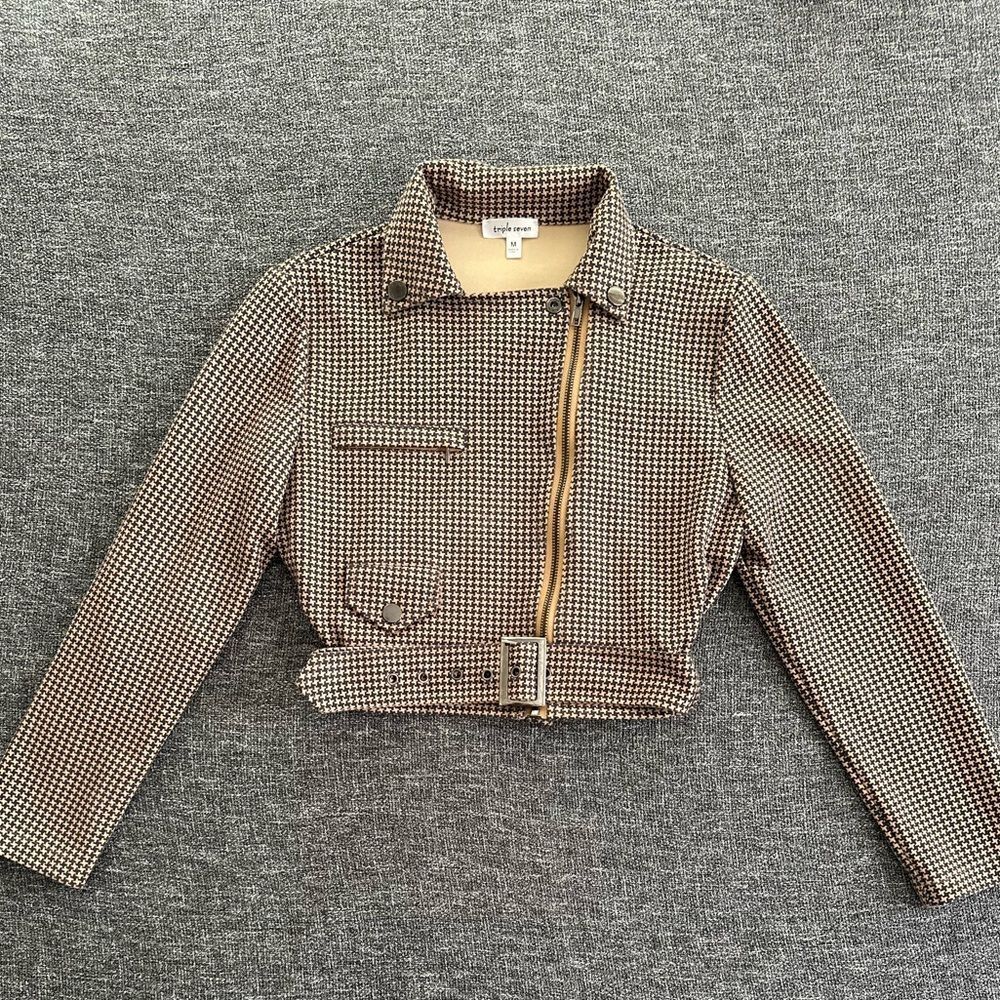 Triple 7 Checkered Blazer in Black and Brown